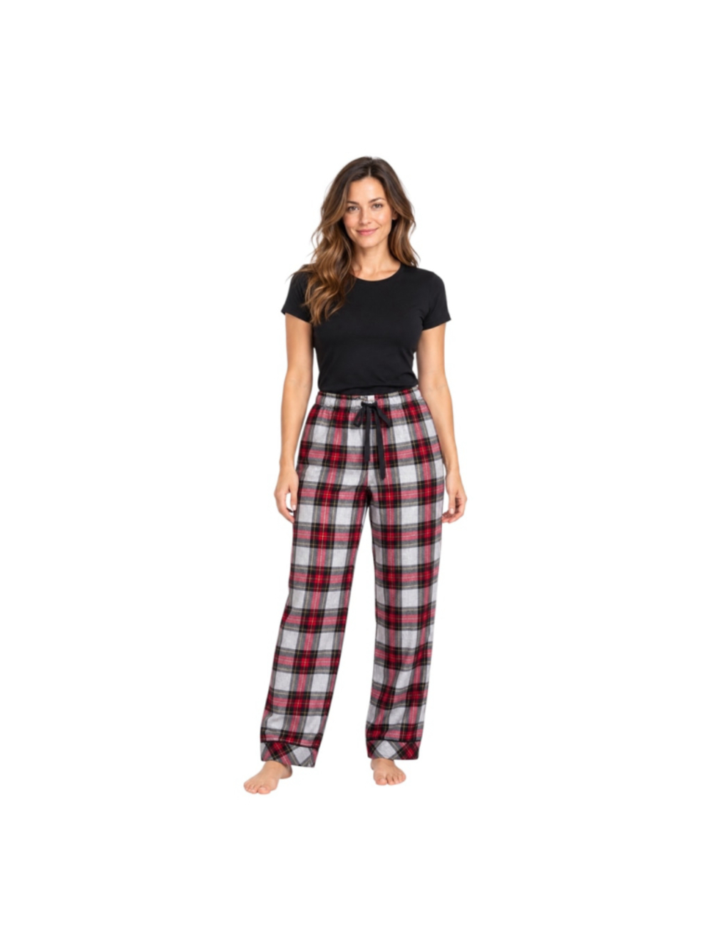 Victoria’s Secret Plaid Pajama Pants Medium Long Red Gray Drawstring